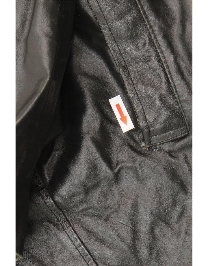 VINTAGE Mens Leather Jacket IT 52 XL Black Leather