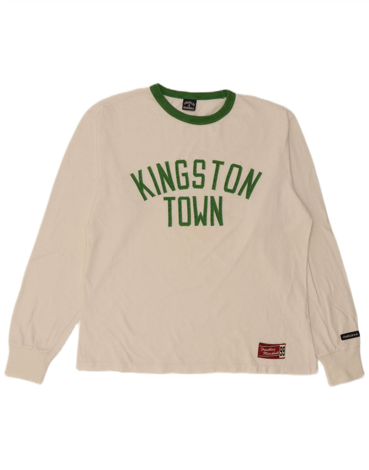 Franklin & Marshall Haut graphique à manches longues pour hommes, grand coton blanc