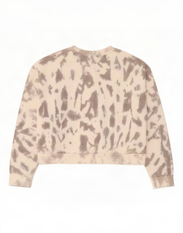 Γυναικείο πάγκο Crop γραφικό φούτερ Jumper UK 14 Large Grey Tie Dye Cotton
