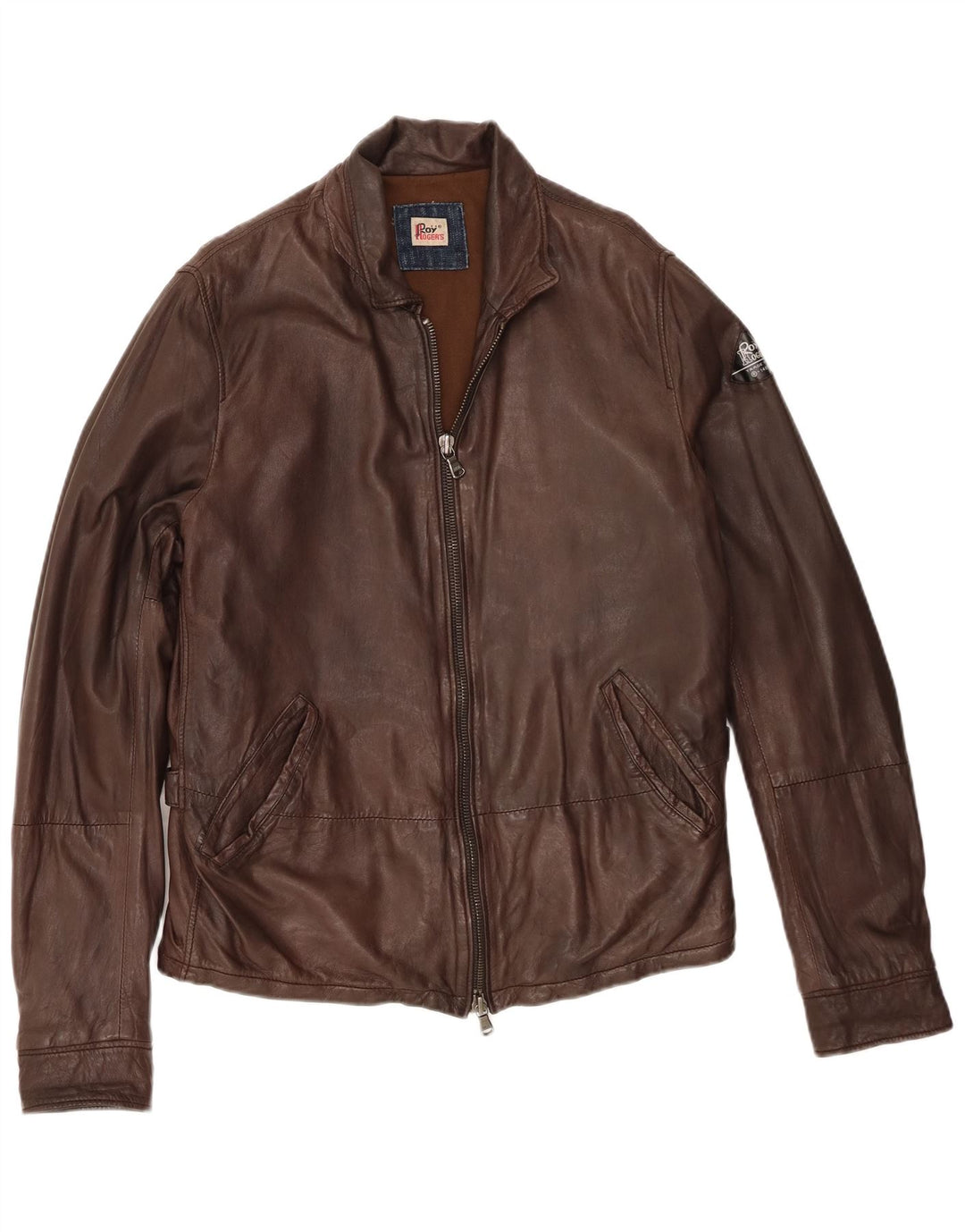 Roy Rogers Mens Leather Jacket IT 50 Large Brown Leather