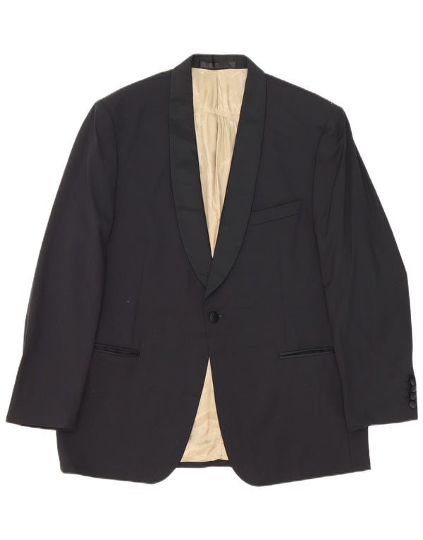 Marks & Spencer Mens 1 Button Blazer Jacket UK 40 Medium Black Wool