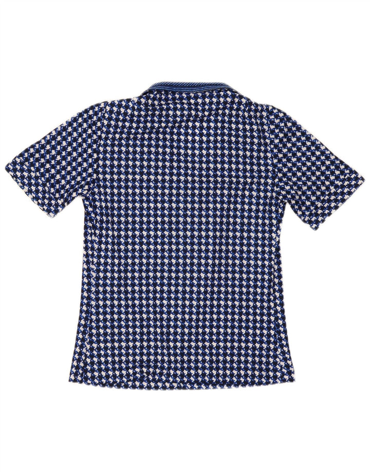 Bluzka damska vintage Top UK 10 Small Granatowa pepitka