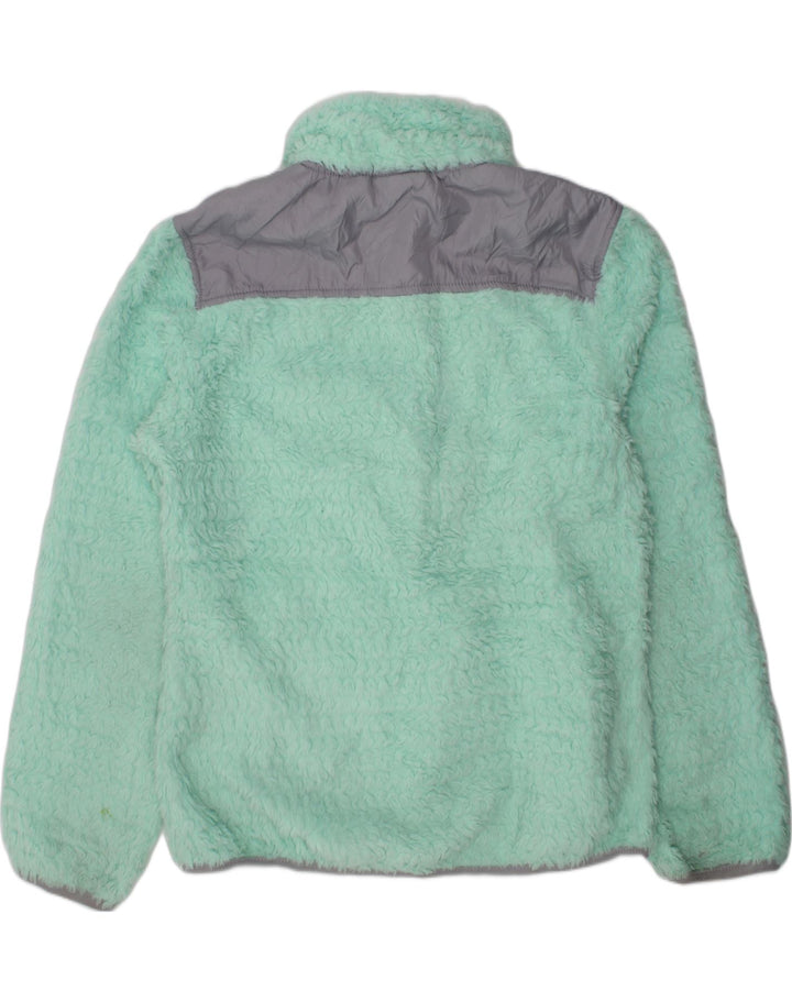 REEBOK Girls Fleece Jacket 10-11 Years Medium Blue Colourblock Polyester | Vintage Reebok | Thrift | Second-Hand Reebok | Used Clothing | Messina Hembry 