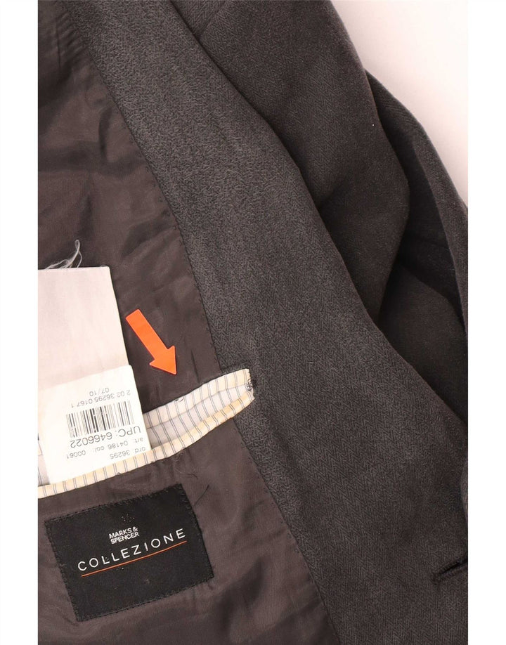Marks & Spencer Veste blazer à 2 boutons pour homme UK 40 Gris moyen à chevrons