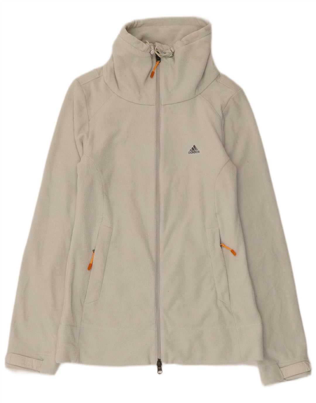 Adidas Womens Fleece Jacket UK 12 Medium Grey Striped Polyester
