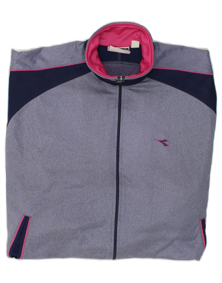 DIADORA Womens Tracksuit Top Jacket UK 14 Medium Blue Colourblock Vintage Diadora and Second-Hand Diadora from Messina Hembry 
