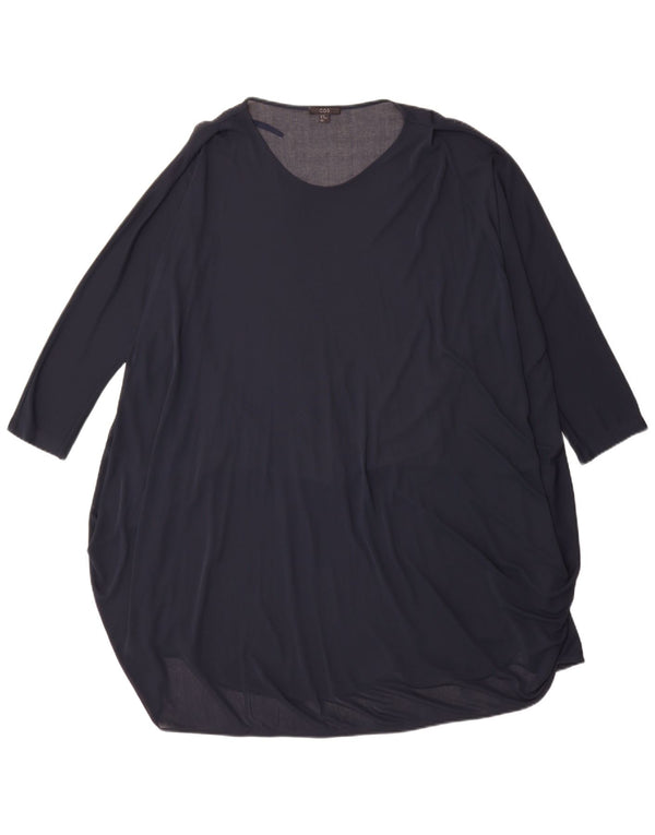 Cos Womens 3/4 Sleeve Oversized Tunic Dress UK 14 Medium Navy Blue Acetate