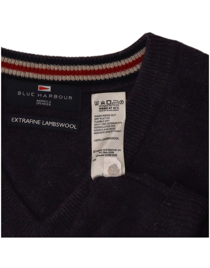 Marks & Spencer Mens Blue Harbour V-Neck Jumper Sweater Medium Purple
