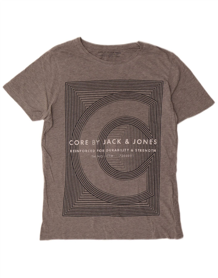 T-shirt grafica da uomo Jack & Jones Top in cotone grigio medio