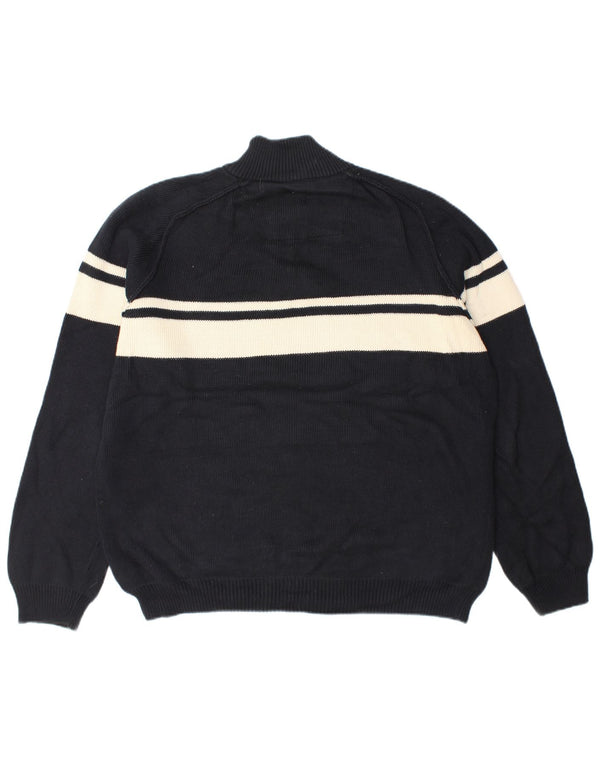 Marks & Spencer Mens Zip Neck Jumper Sweater XL Black Colourblock Cotton
