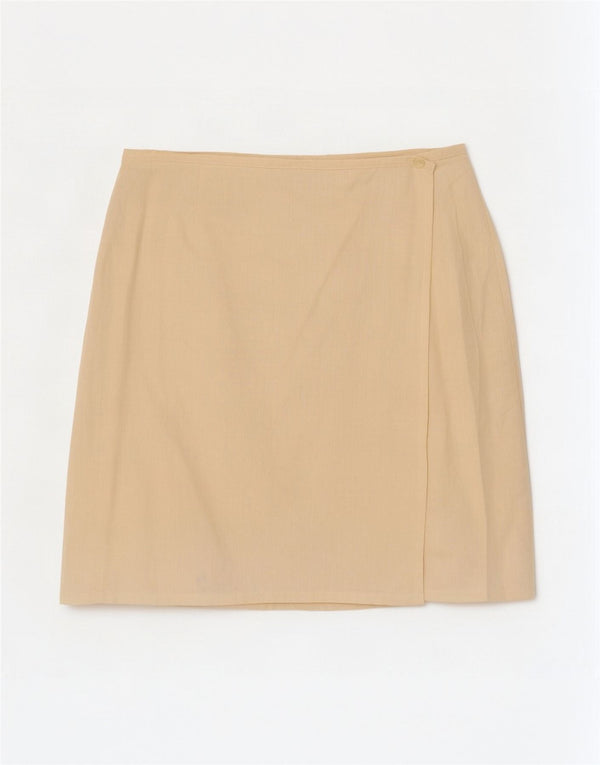 Benetton Damen Mini-Wickelrock IT 44 Medium W28 Beige Baumwolle