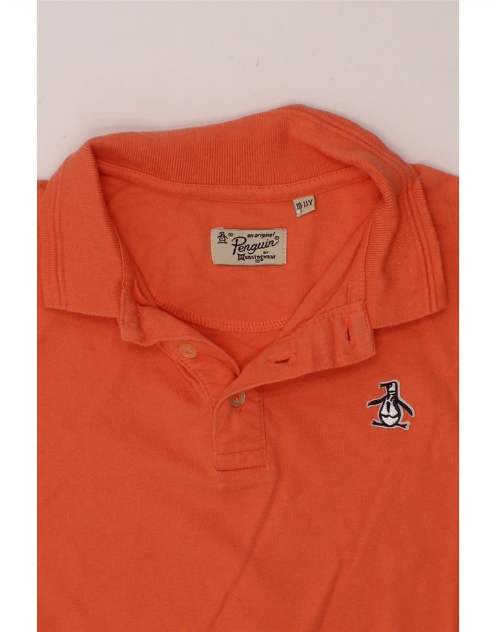 PENGUIN Boys Polo Shirt 10-11 Years Orange Cotton Vintage Penguin and Second-Hand Penguin from Messina Hembry 