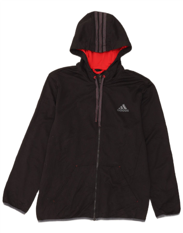 Adidas Mens Hooded Tracksuit Top Jacket Medium Black Polyester