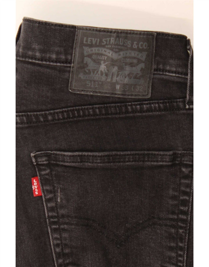 Levi's Mens Slim Jeans W33 L32 Black Cotton