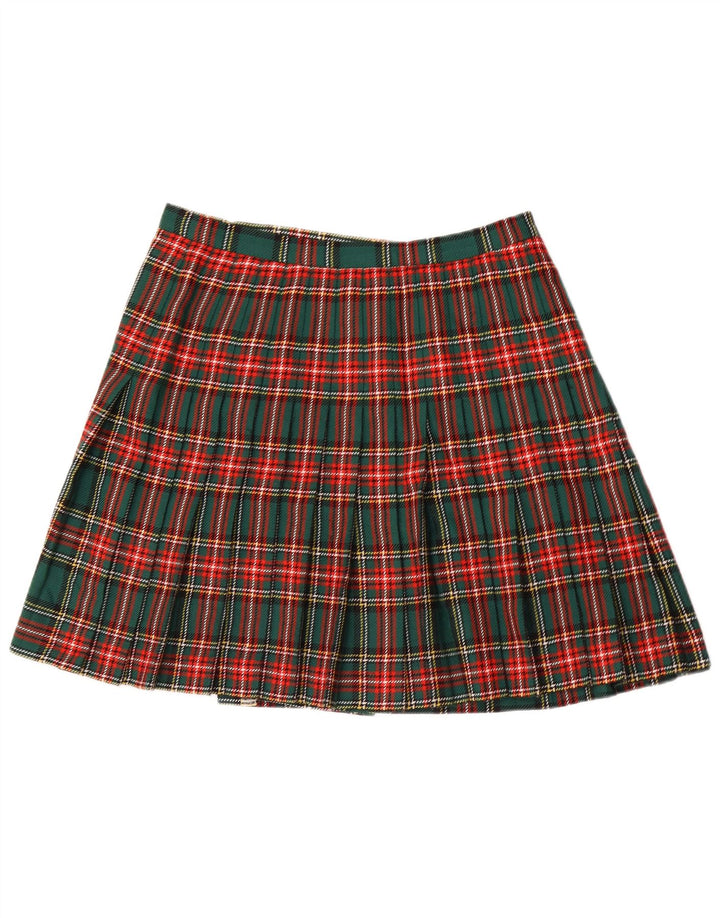 Vintage Kvinders Mini Wrap Nederdel W32 Large Green Check