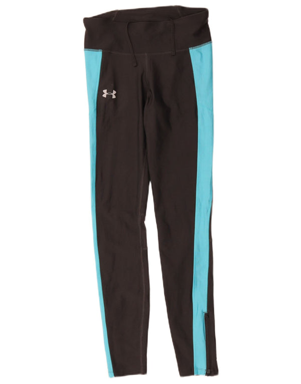 Under Armour Ženske Heat Gear Leggings UK 8 Small Black Colourblock