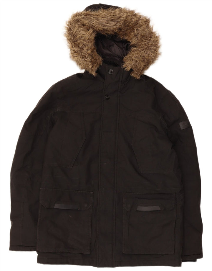 Jack & Jones Herre hættepolstret jakke UK 36 Lille sort polyester