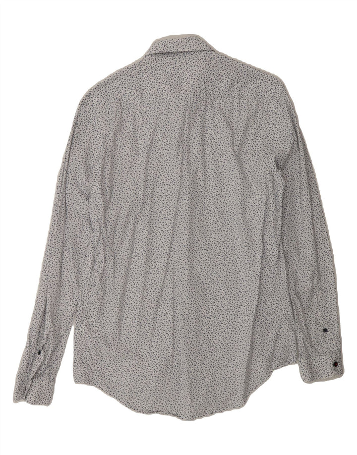 ZARA Mens Slim Fit Shirt Medium White Floral Vintage Zara and Second-Hand Zara from Messina Hembry 