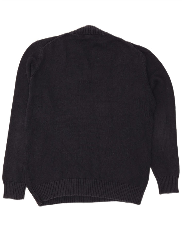 Zara Mens V-Neck Jumper Sweater Large Navy Blue
