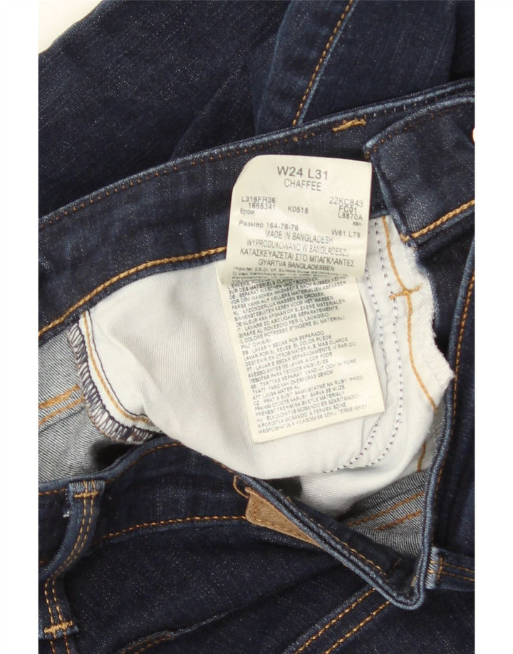 LEE Womens Chaffee Flared Jeans W24 L31 Navy Blue Cotton