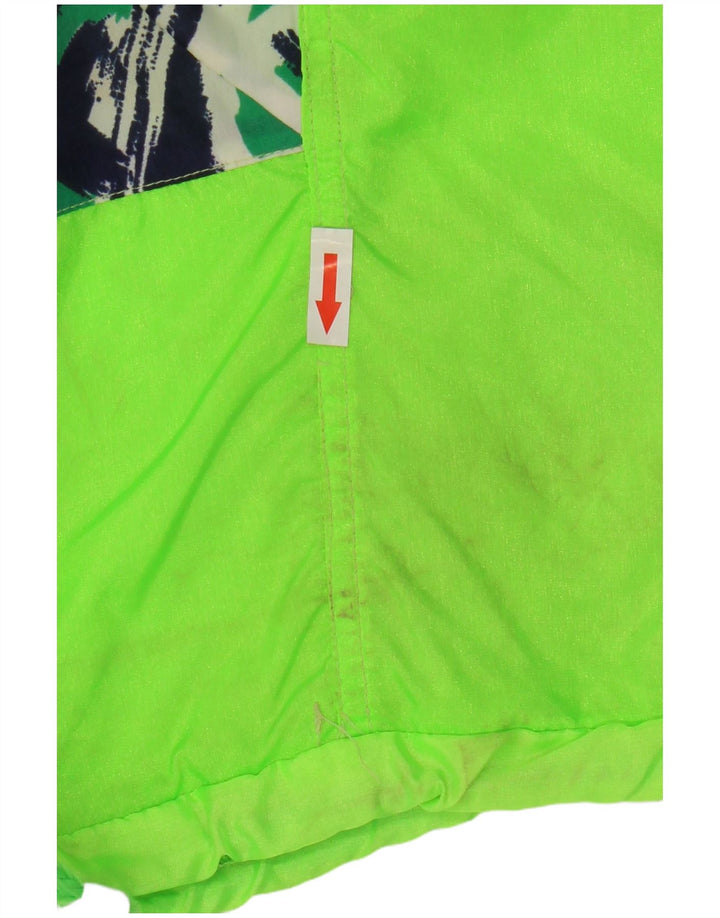 Vintage Mens Anorak Rain Jacket UK 40 Large Green Geometric Polyester
