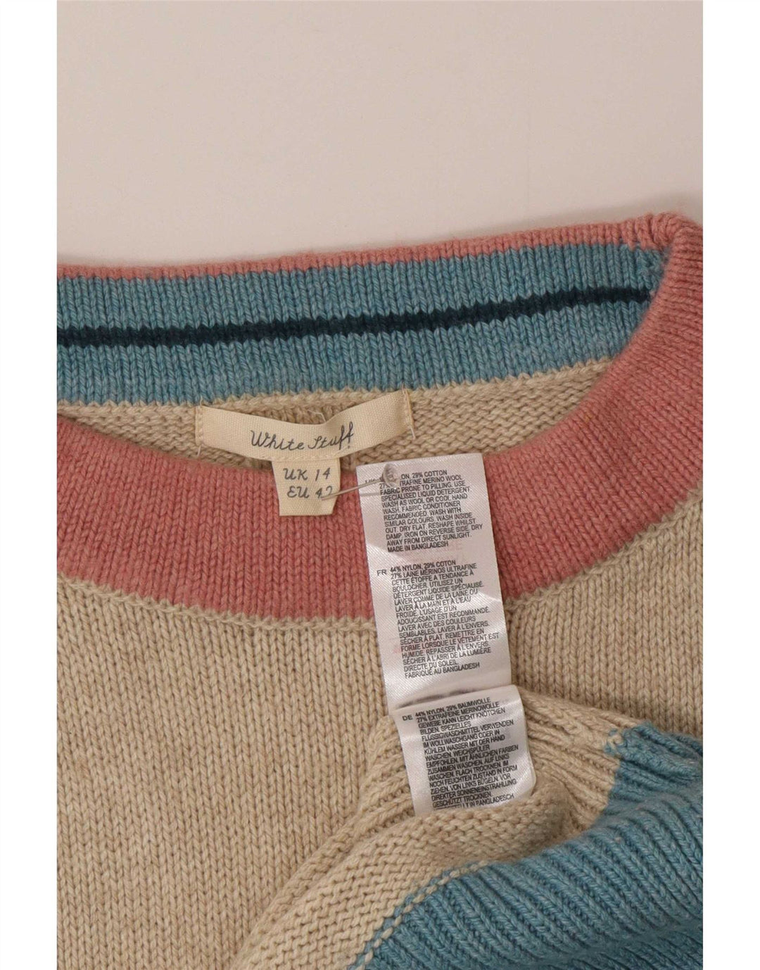 White Stuff Womens Vest Tank Top UK 14 Medium Beige Colourblock Nylon