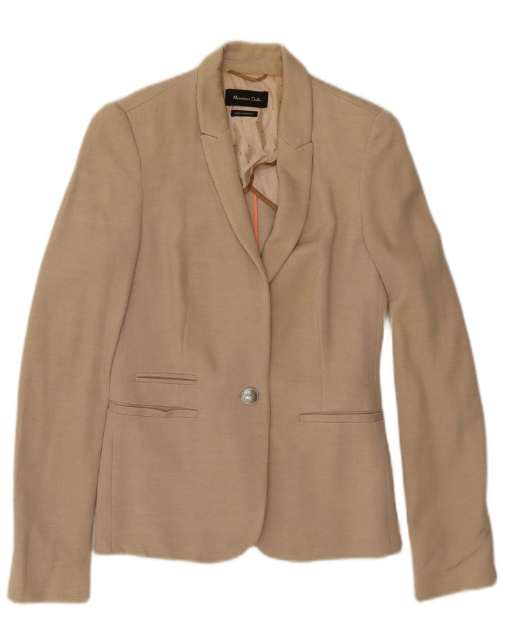 MASSIMO DUTTI Damska marynarka zapinana na 1 guzik EU 36 XS, beżowa wiskoza