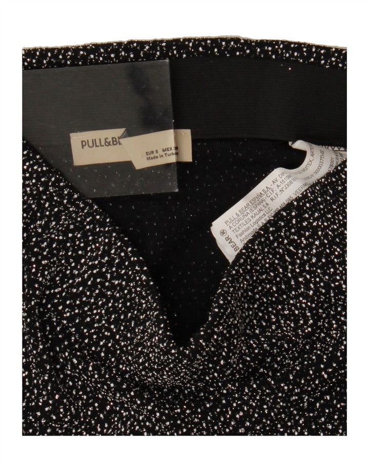 PULL & BEAR Womens Mini Skirt Small W24 Black Spotted Polyamide Vintage Pull & Bear and Second-Hand Pull & Bear from Messina Hembry 