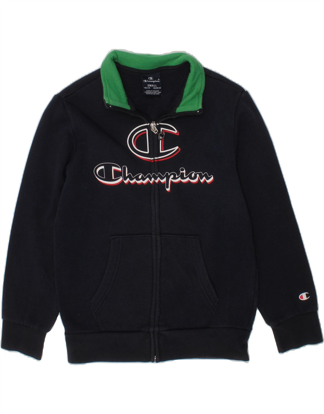 CHAMPION Boys Graphic Tracksuit Top Jacket 7-8 Years Small Navy Blue Vintage Champion and Second-Hand Champion from Messina Hembry 