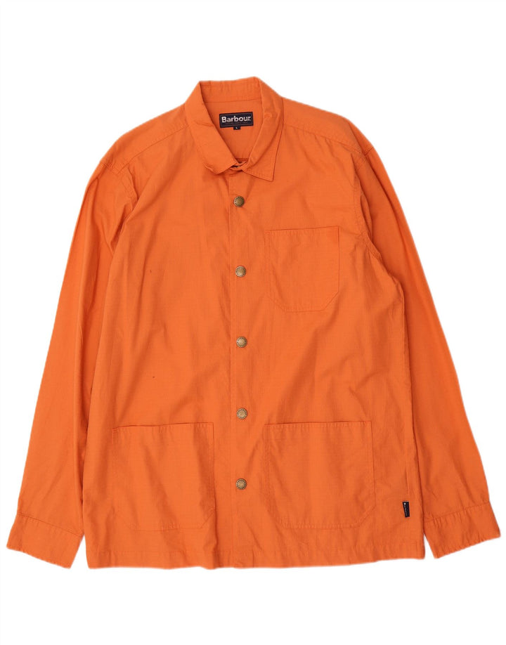 Barbour Mens Utility Jacket UK 40 Large Orange Cotton