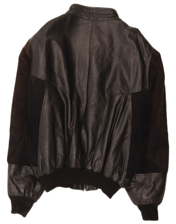 Vintage Herre Bomber Læderjakke IT 52 XL Sort