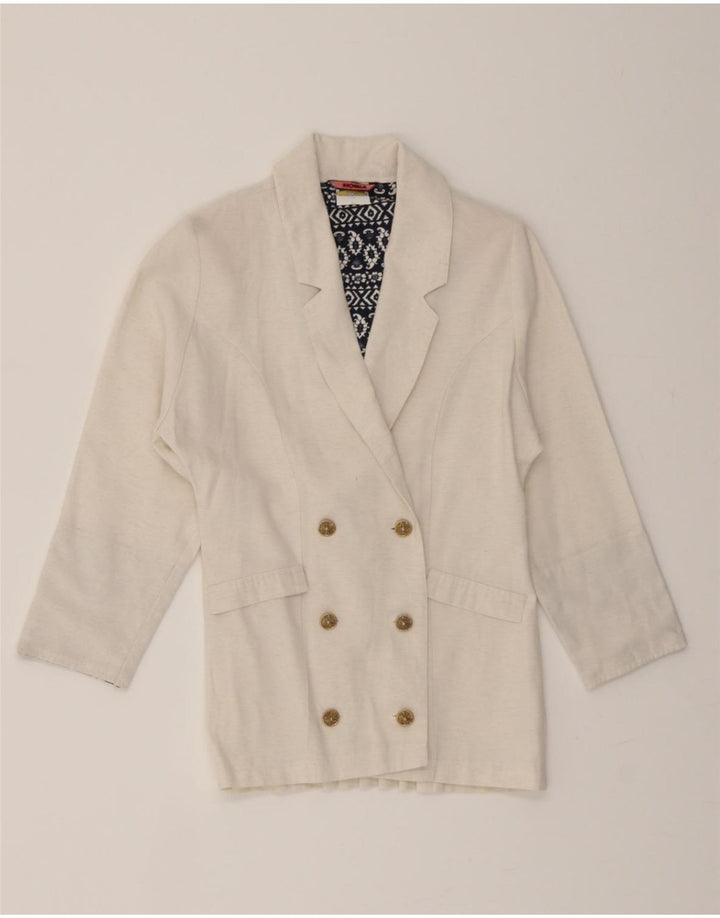 VINTAGE Girls Double Breasted Blazer Jacket 9-10 Years White Viscose Vintage Vintage and Second-Hand Vintage from Messina Hembry 