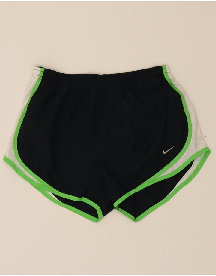 NIKE Womens Sport Shorts UK 12 Medium  Navy Blue Colourblock Polyester Vintage Nike and Second-Hand Nike from Messina Hembry 
