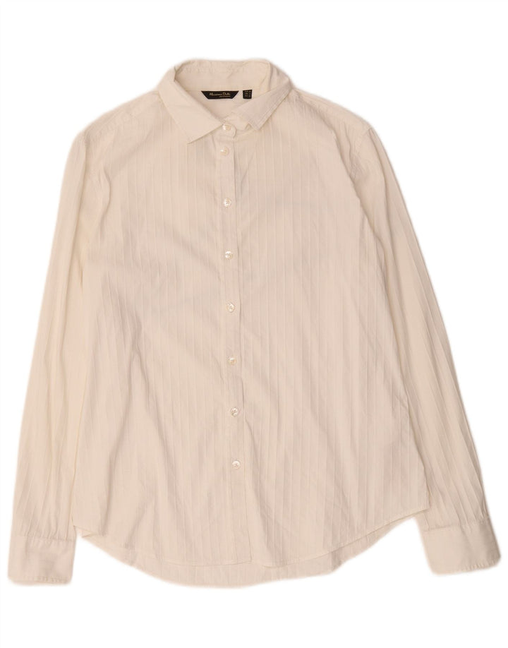 Massimo Dutti Womens Shirt EU 42 Large White Striped Cotton