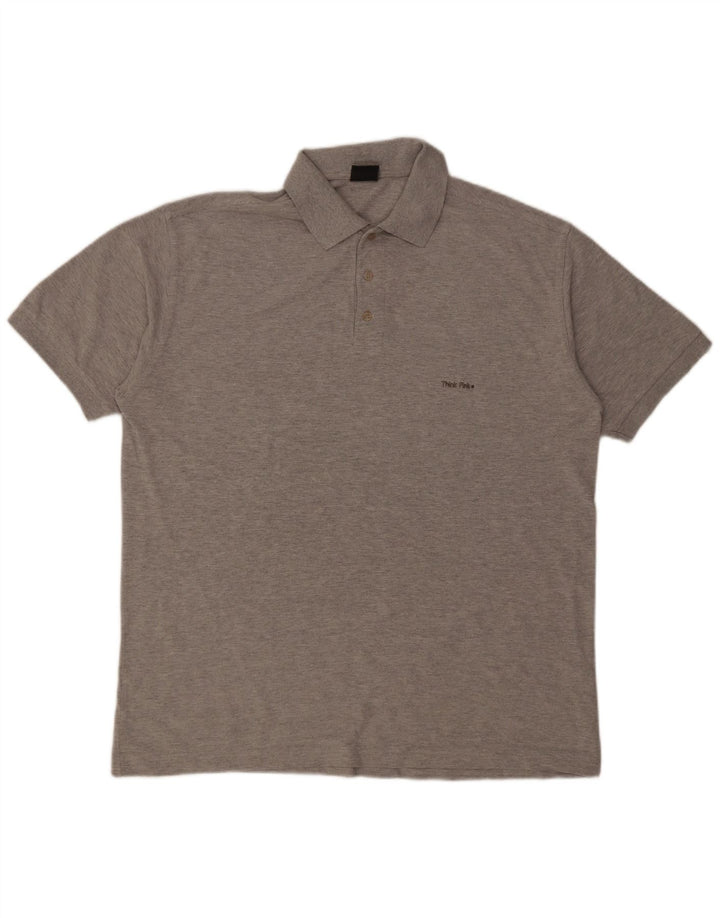 Think Pink Mens Polo Shirt XL Grey Cotton