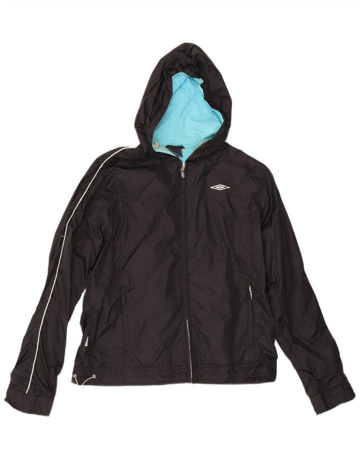 Umbro Womens Hooded Windbreaker Jacket UK 14 Medium Black Polyester