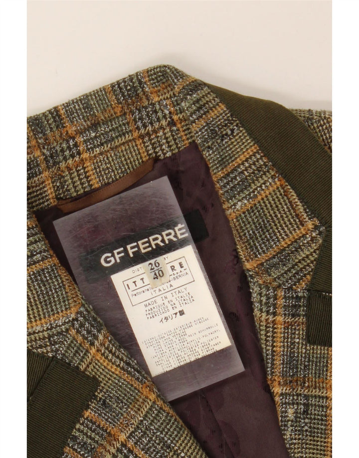 GF FERRE Womens Blazer Jacket IT 40 Small Green Check Viscose Vintage GF Ferre and Second-Hand GF Ferre from Messina Hembry 