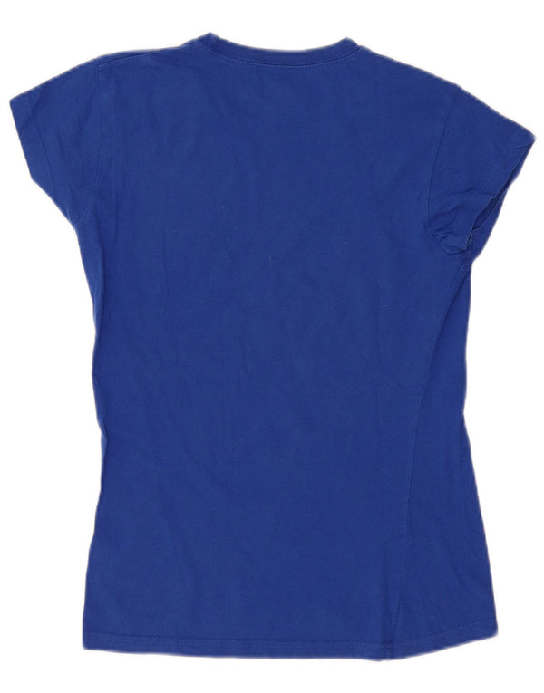 Hard Rock Cafe Womens Berlin Graphic T-Shirt Top UK 12 Medium Blue Cotton