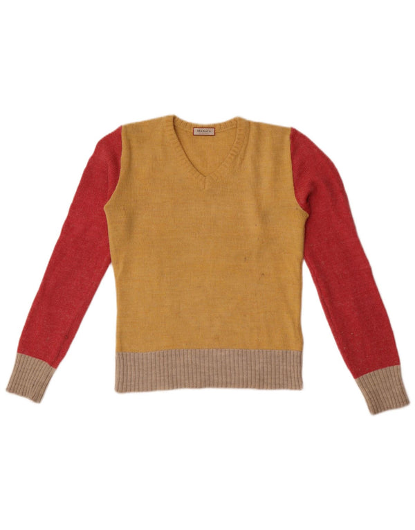 Max & Co. Womens Crop V-hals sweater UK 10 Small Yellow Colourblock