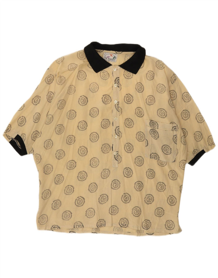 ONE WAY Pull à Manches Courtes Homme XL Beige Géométrique Viscose