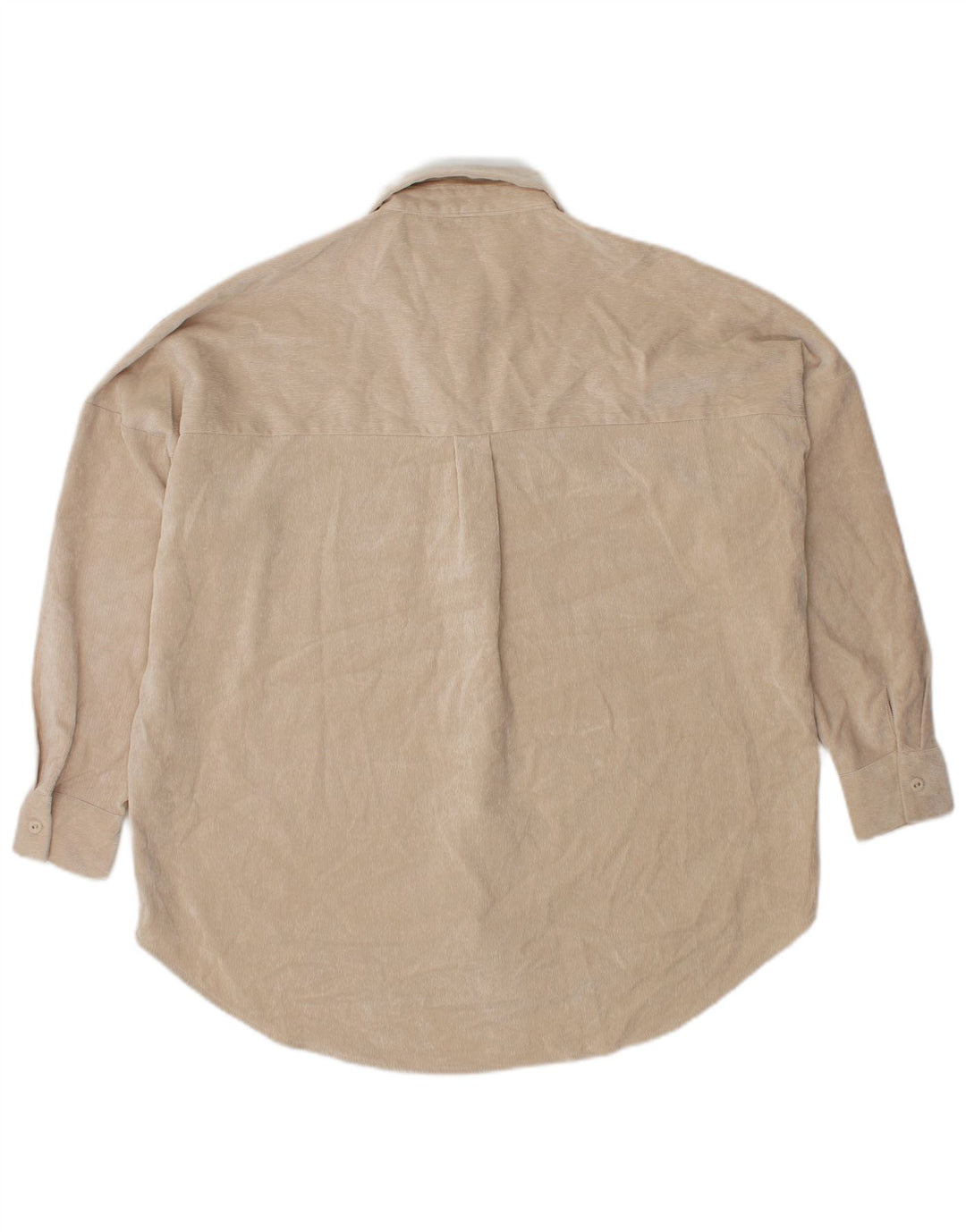 Zara Womens Oversized Velour Shirt UK 6 XS Beige Polyester