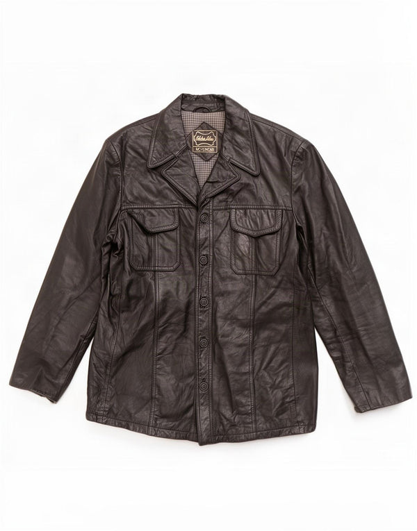 Vintage hombres chaqueta de cuero Reino Unido 36 pequeño negro