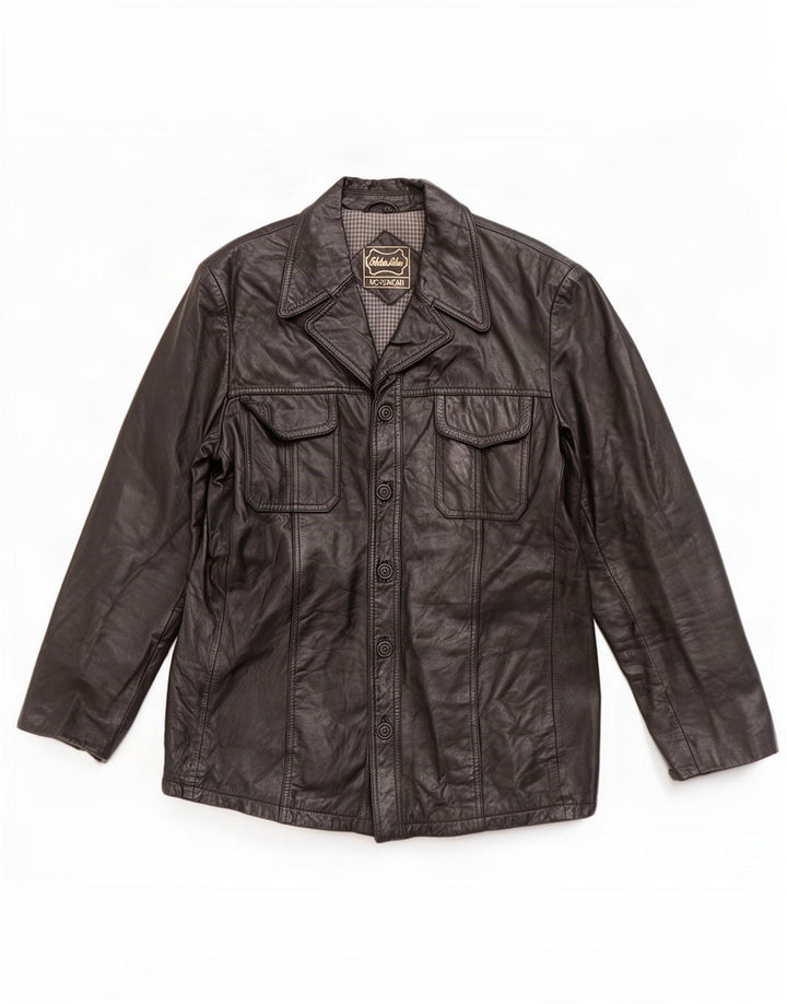 Vintage hombres chaqueta de cuero Reino Unido 36 pequeño negro