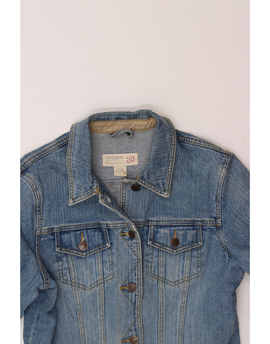 EDDIE BAUER Womens Denim Jacket UK 16 Large Blue Cotton Vintage Eddie Bauer and Second-Hand Eddie Bauer from Messina Hembry 