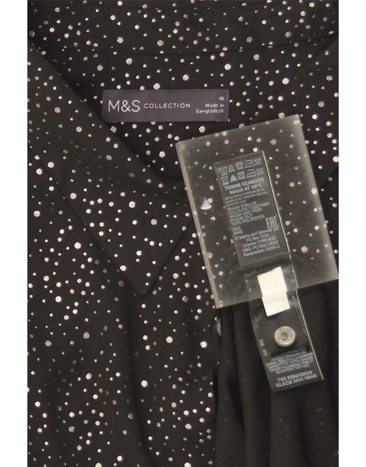 Marks & Spencer Womens Oversized Shirt Blouse UK 18 XL Black Spotted