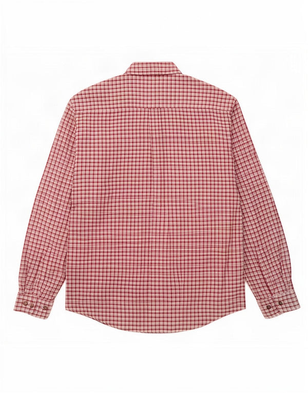 Vintage Mens Flannel Shirt XL Burgundy Check