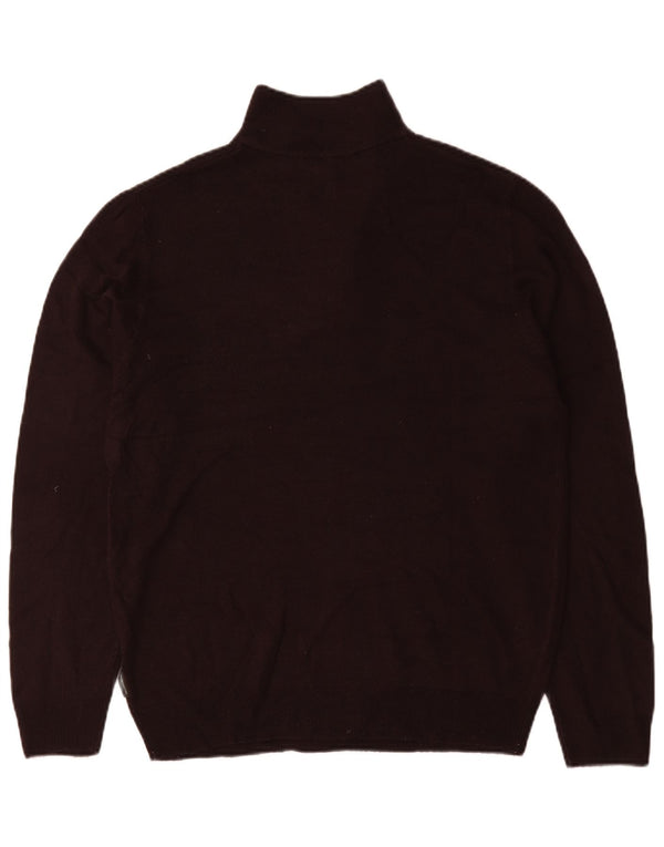 French Connection Mens Zip Neck Jumper Sweater Large Brown Acrylic