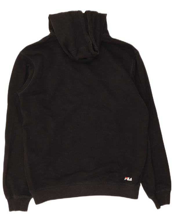 Fila Mens Graphic Hoodie Jumper Small Black Cotton
