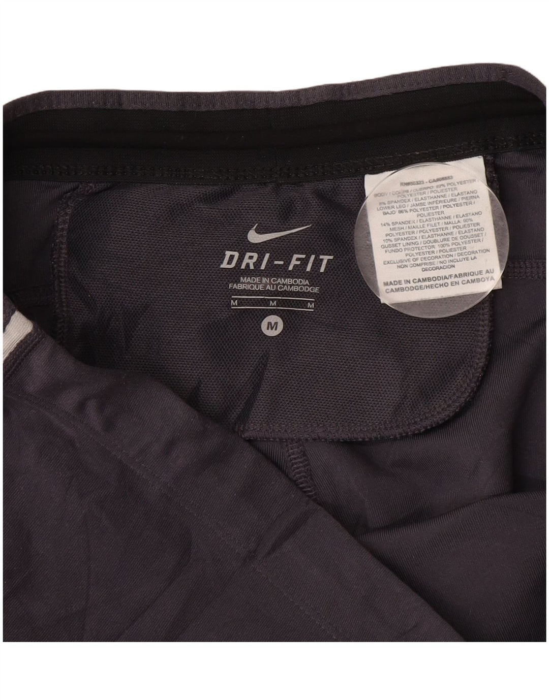 Nike Womens Dri Fit Capri Leggings UK 12 Medium  Grey Polyester
