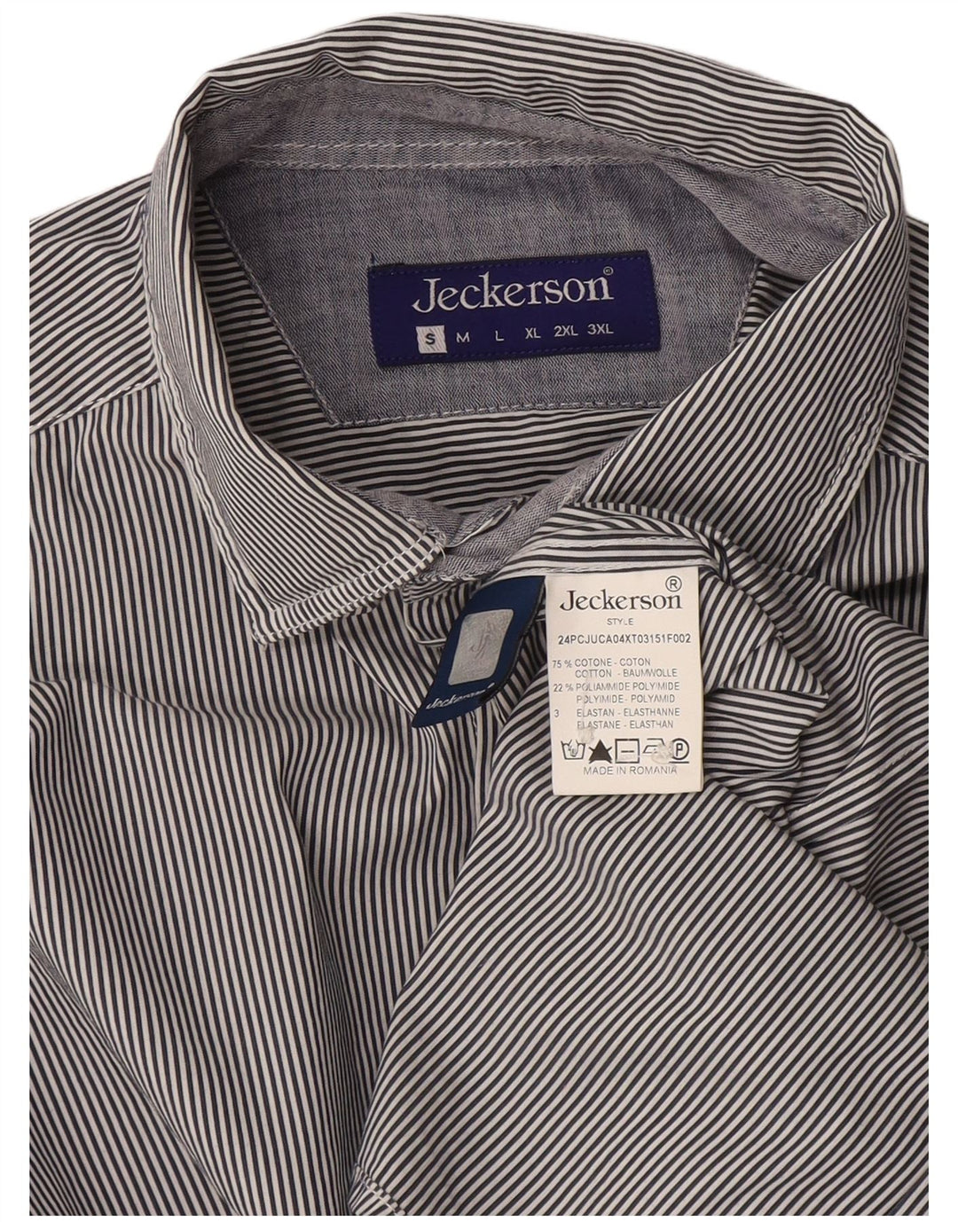 Jeckerson Mens Shirt Small Blue Pinstripe Cotton